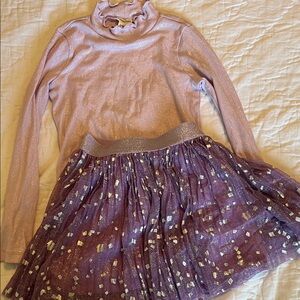 Crew cuts Sparkly Purple Long Sleeve skirt set